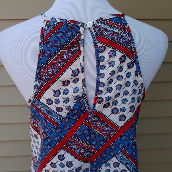 chm Multicolor Mini Halter Dress Red White Blue Patriotic Memorial Day - Picture 7 of 12